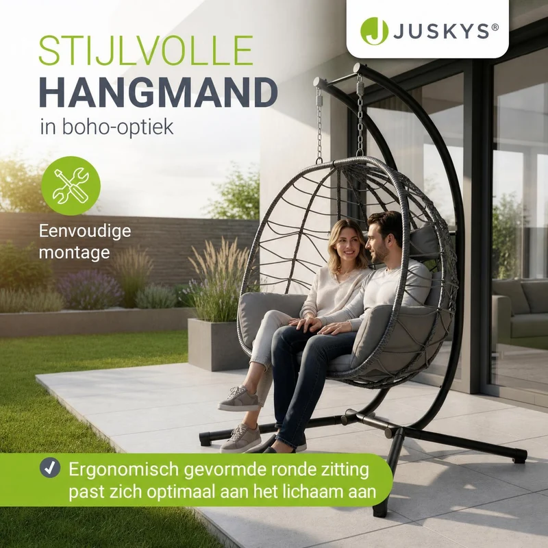 Fauteuil suspendu double en polyrotin Aria
