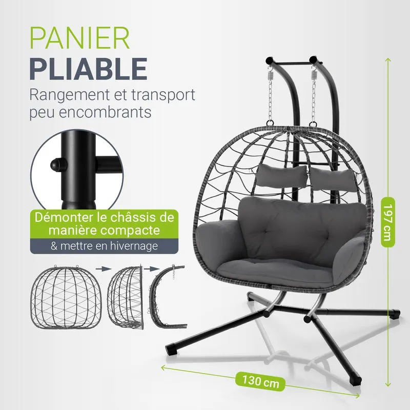 Fauteuil suspendu double en polyrotin Aria