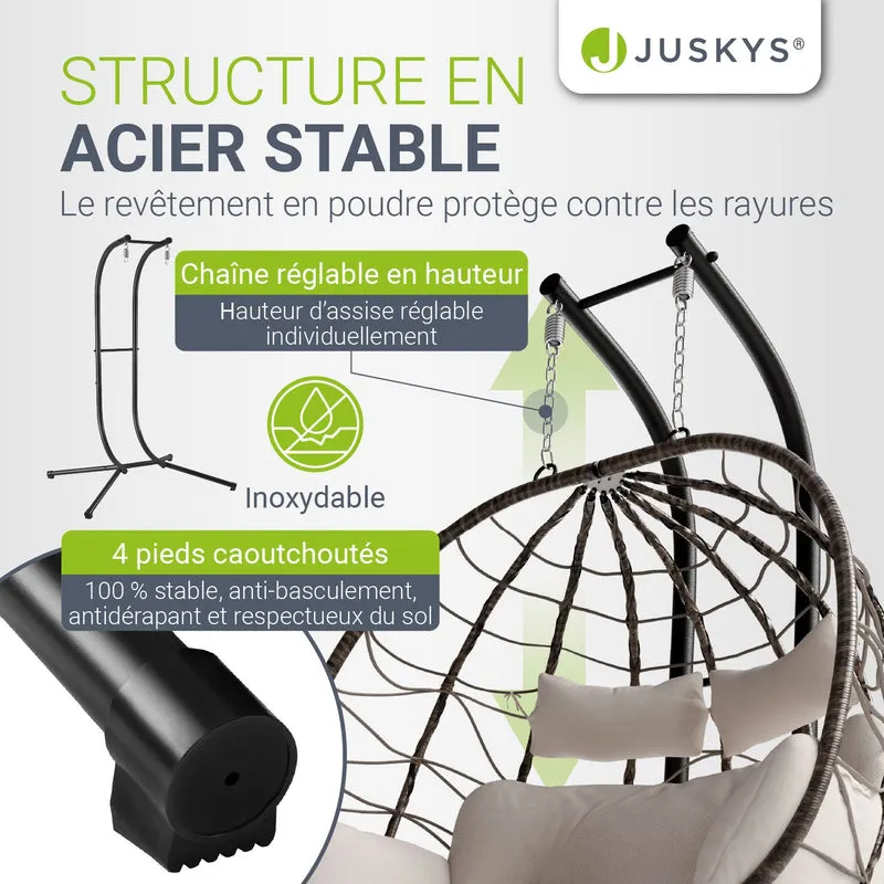 Fauteuil suspendu double en polyrotin Aria