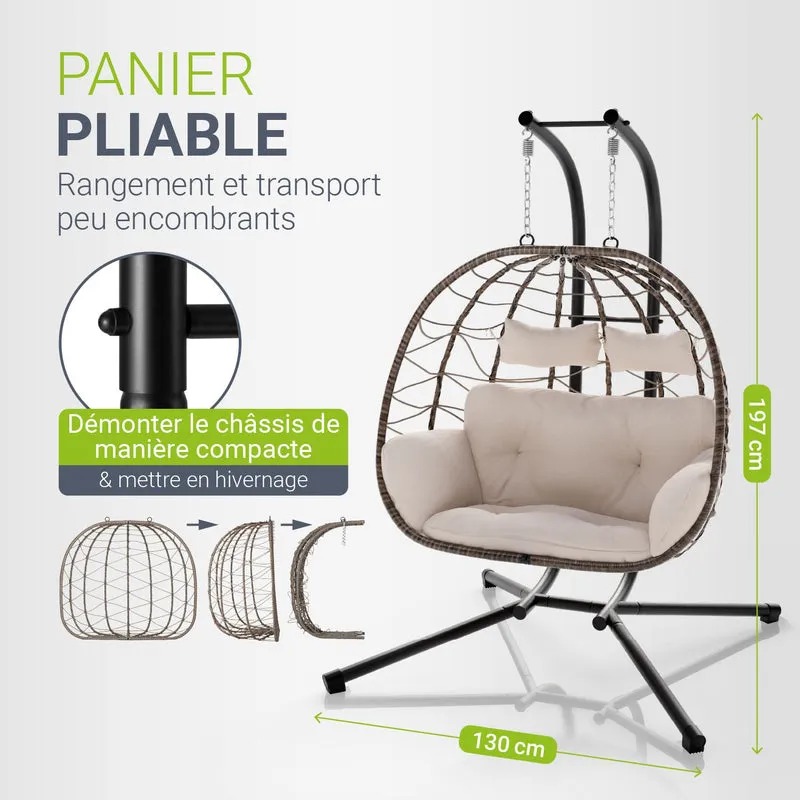 Fauteuil suspendu double en polyrotin Aria