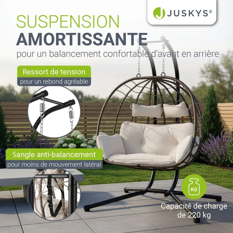 Fauteuil suspendu double en polyrotin Aria