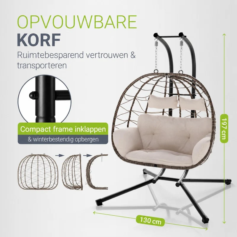 Fauteuil suspendu double en polyrotin Aria