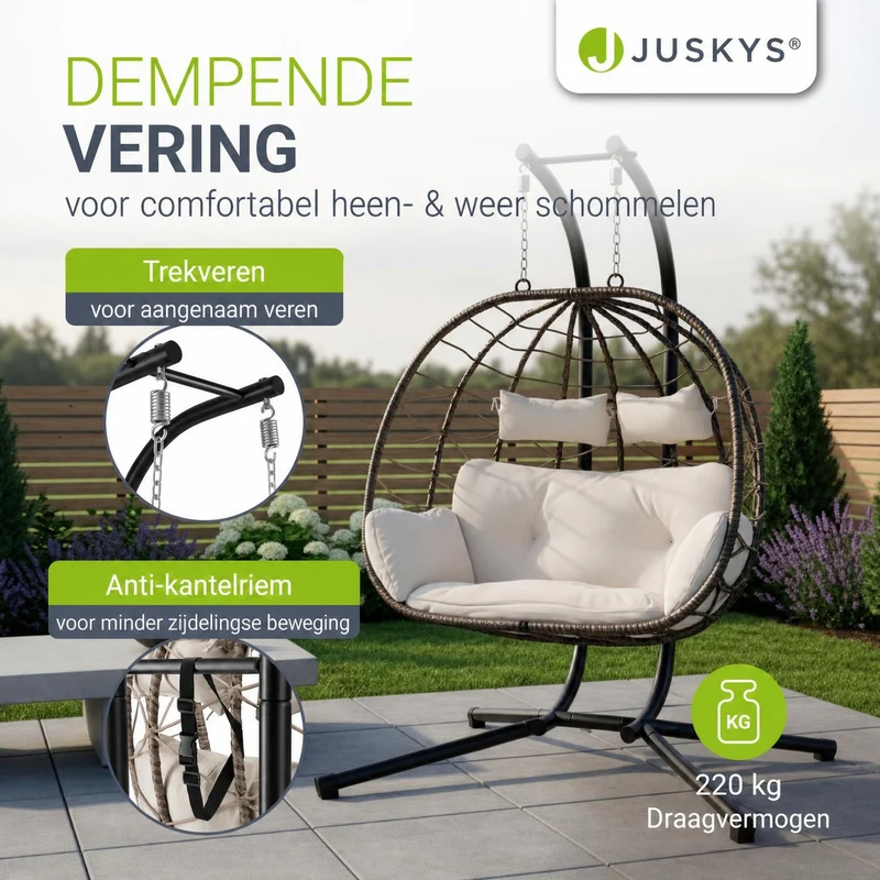 Fauteuil suspendu double en polyrotin Aria