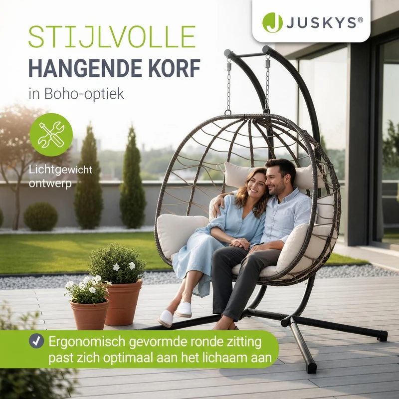 Fauteuil suspendu double en polyrotin Aria
