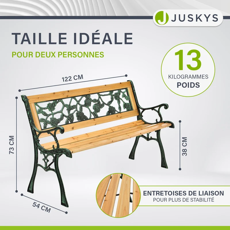 Banc de jardin Venezia – bois et fonte