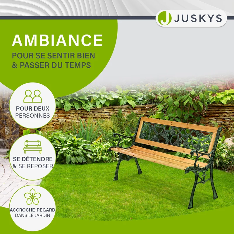 Banc de jardin Venezia – bois et fonte