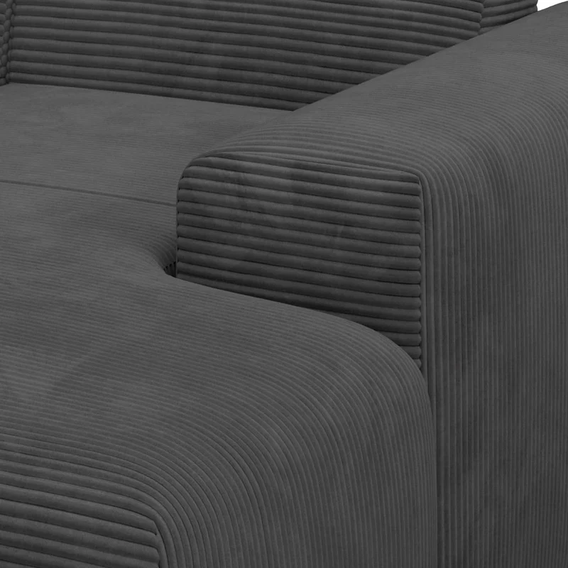Canapé d'angle en L Vals – aspect velours côtelé