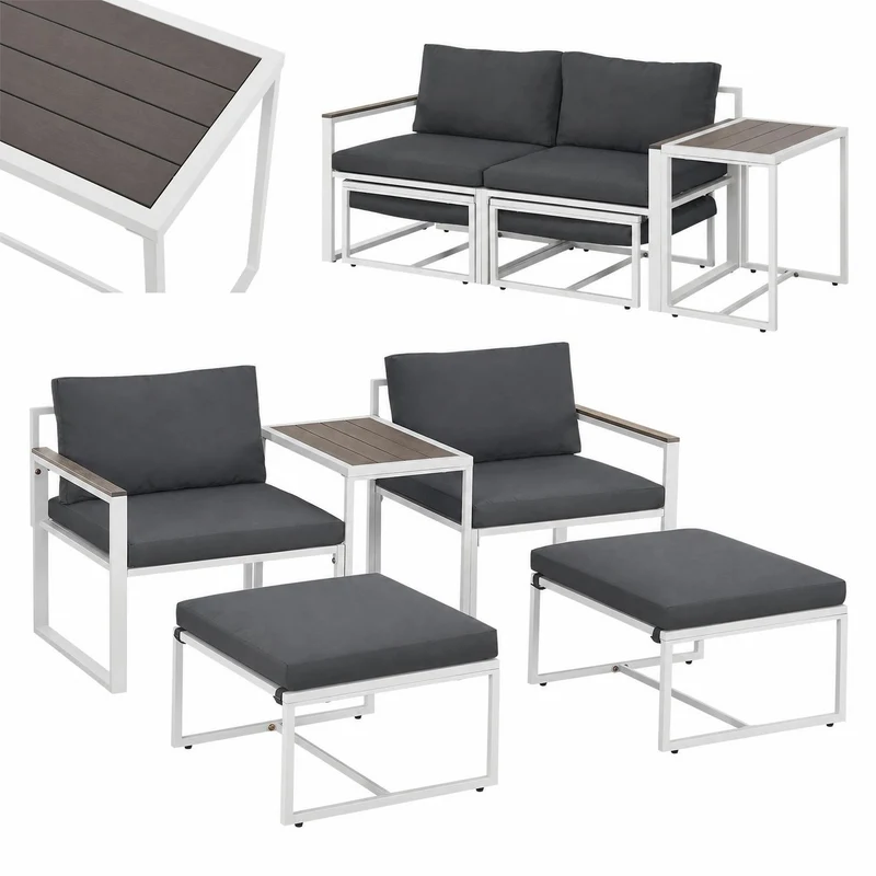 Salon de jardin en résine tressée Bari – canapé lounge