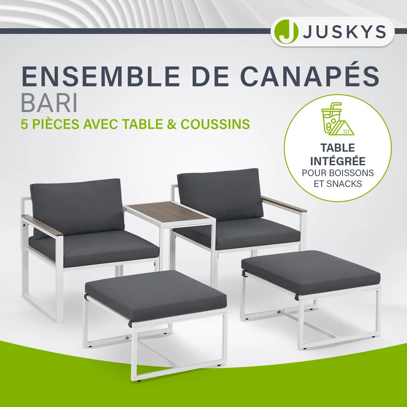 Salon de jardin en résine tressée Bari – canapé lounge