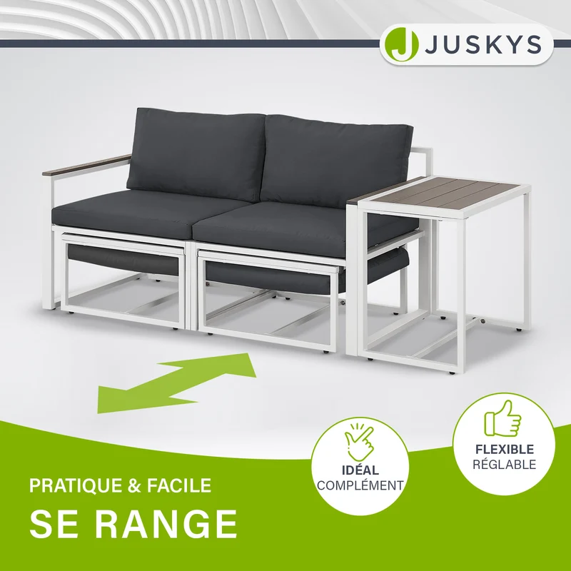 Salon de jardin en résine tressée Bari – canapé lounge