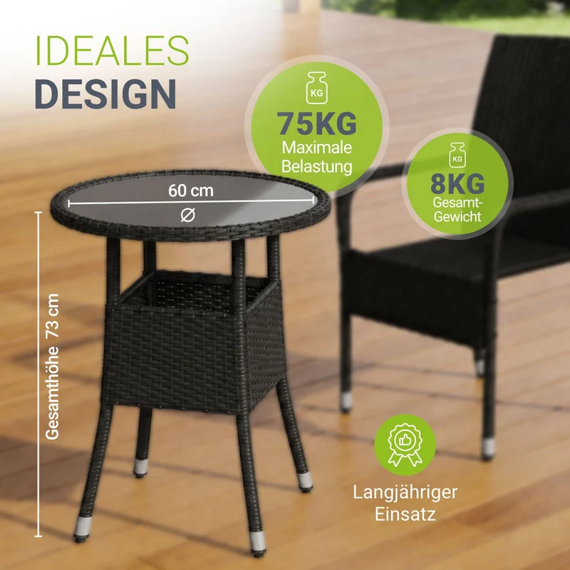 Table de jardin ronde en polyrotin Yoro