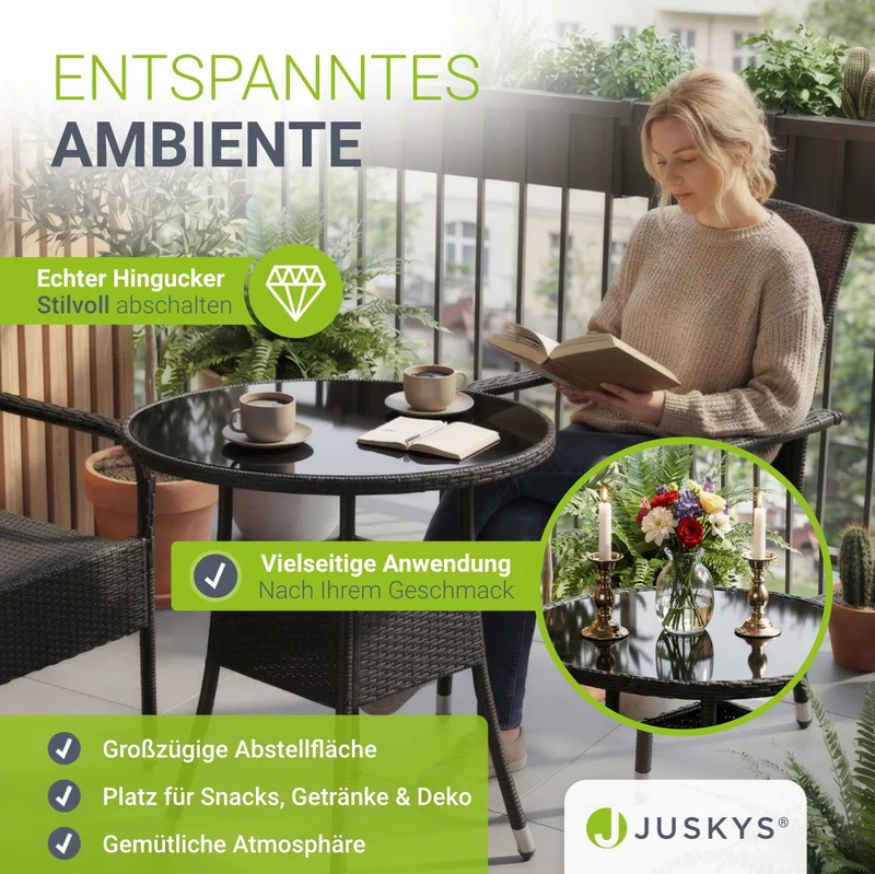 Table de jardin ronde en polyrotin Yoro
