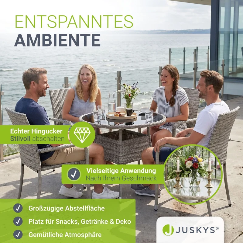 Table de jardin ronde en polyrotin Yoro