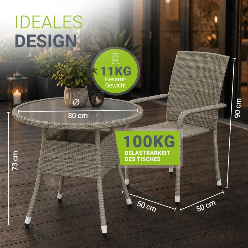 Table de jardin ronde en polyrotin Yoro