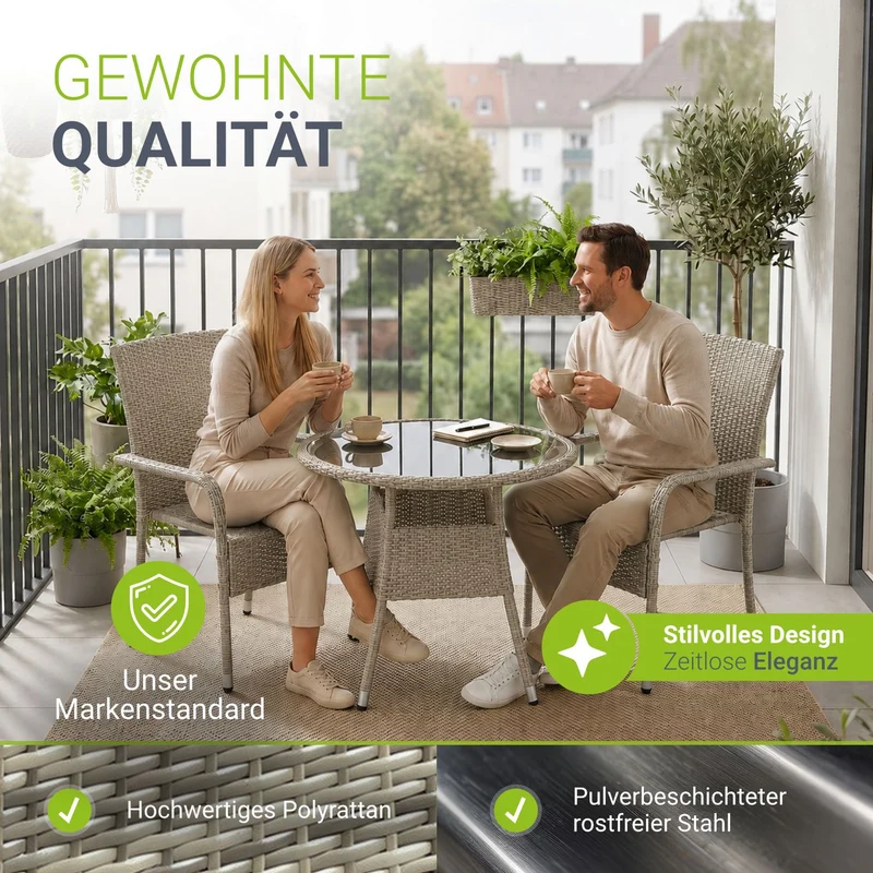 Table de jardin ronde en polyrotin Yoro