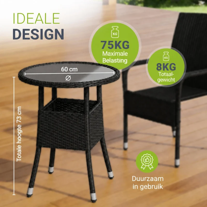 Table de jardin ronde en polyrotin Yoro