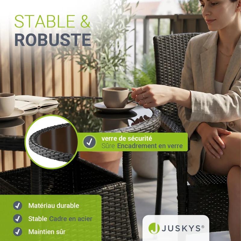 Table de jardin ronde en polyrotin Yoro