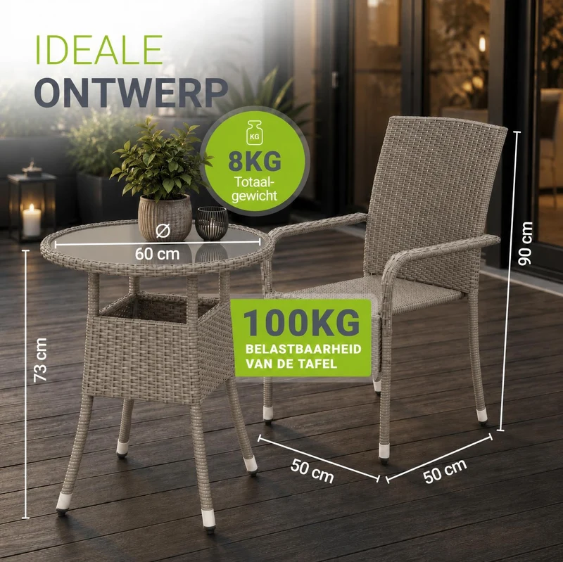 Table de jardin ronde en polyrotin Yoro