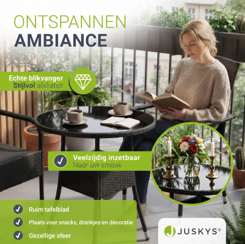 Table de jardin ronde en polyrotin Yoro