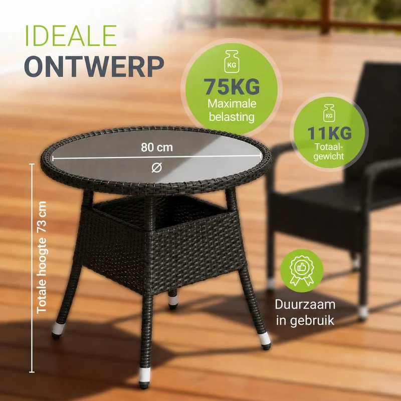 Table de jardin ronde en polyrotin Yoro