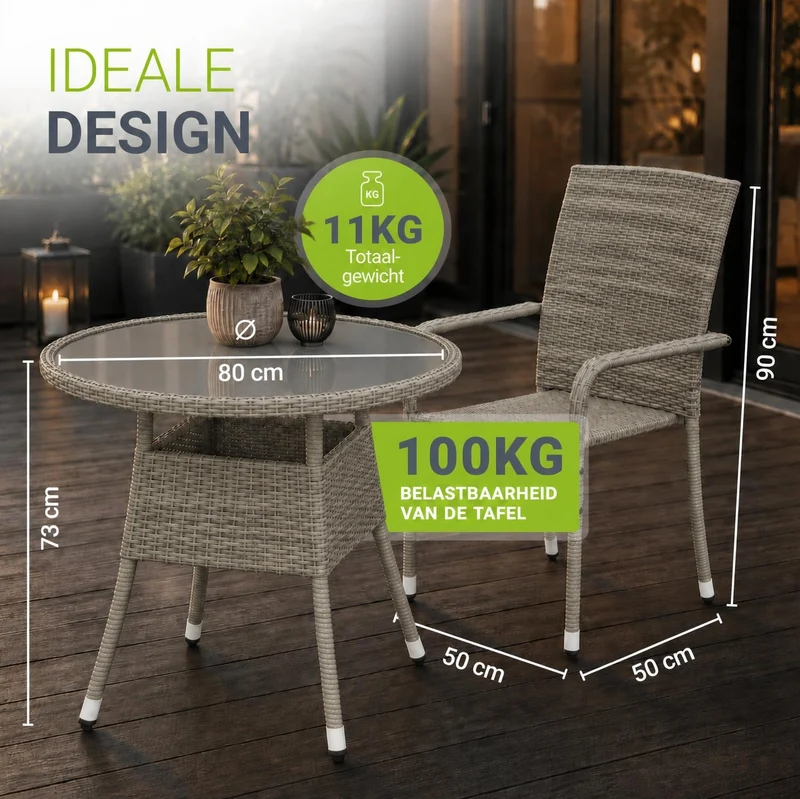 Table de jardin ronde en polyrotin Yoro