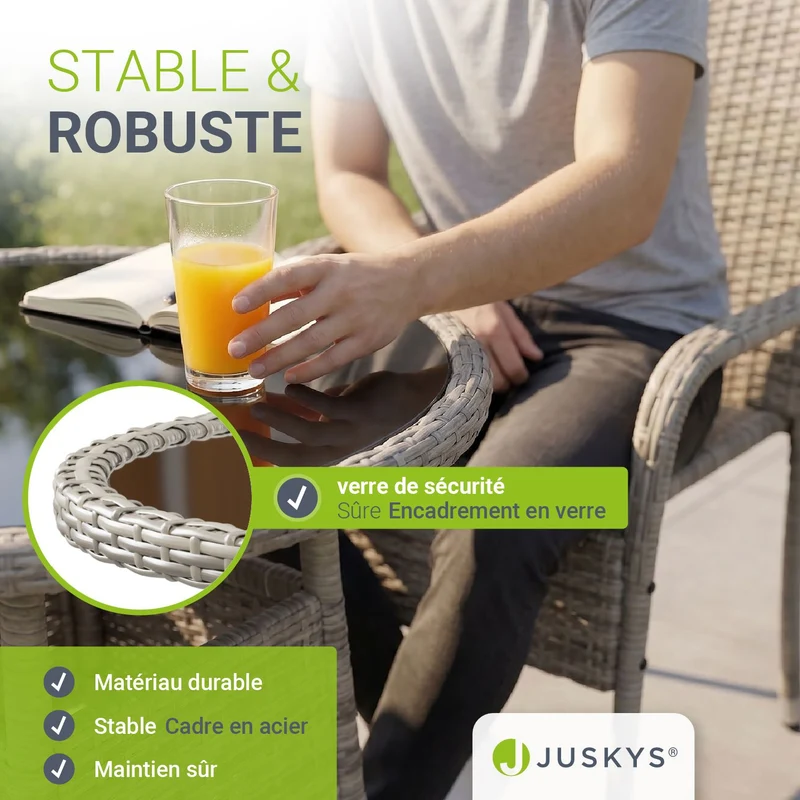 Table de jardin ronde en polyrotin Yoro