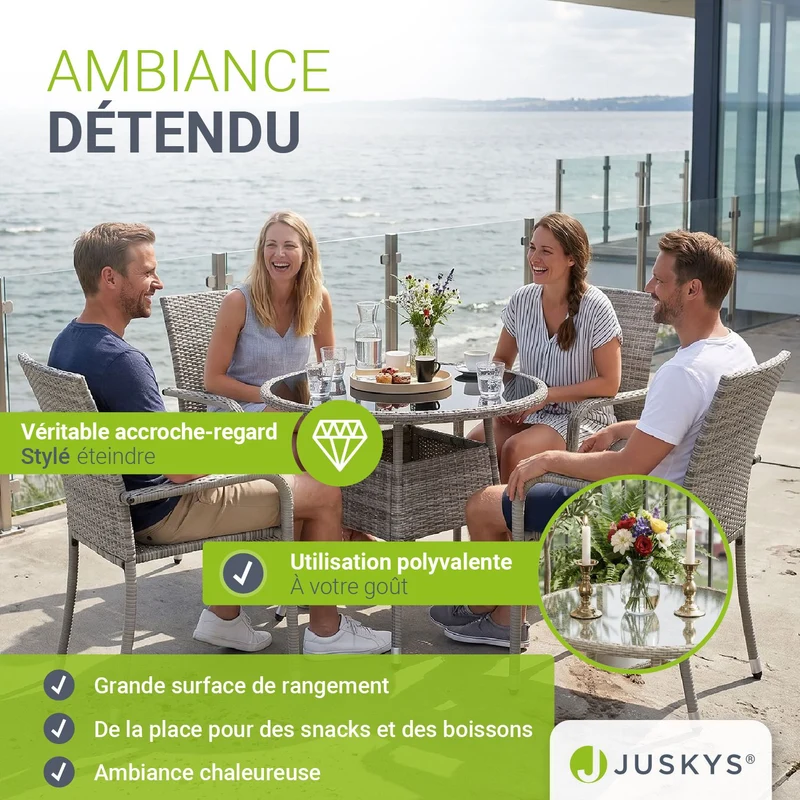 Table de jardin ronde en polyrotin Yoro
