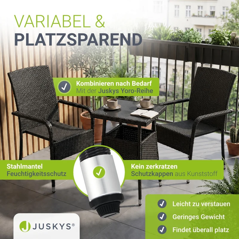 Table de jardin carrée en résine tressée Yoro – noir