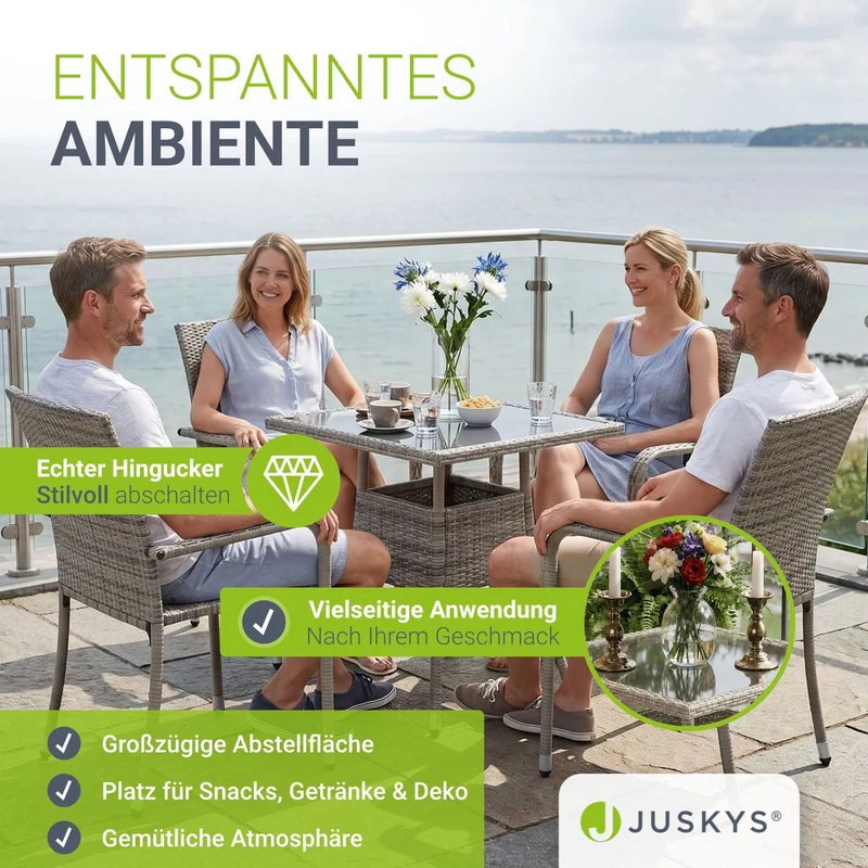 Table de jardin carrée en résine tressée Yoro – noir