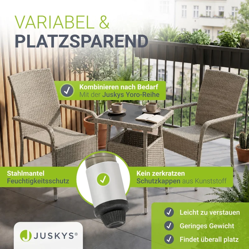 Table de jardin carrée en résine tressée Yoro – noir