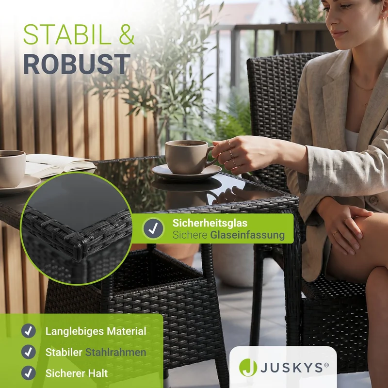Table de jardin carrée en résine tressée Yoro – noir