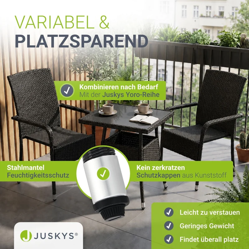 Table de jardin carrée en résine tressée Yoro – noir