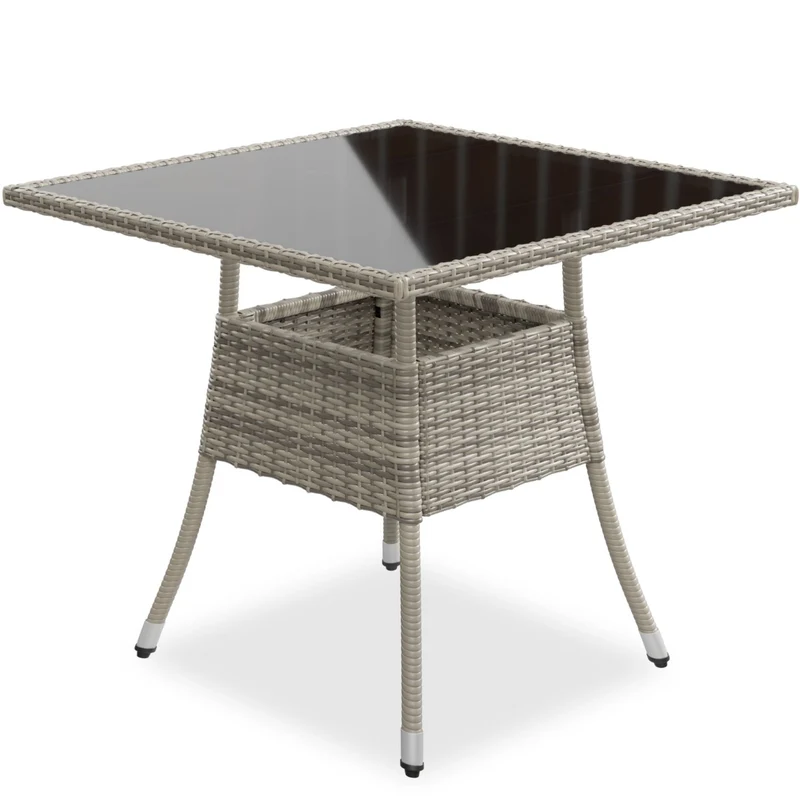 Table de jardin carrée en résine tressée Yoro – noir