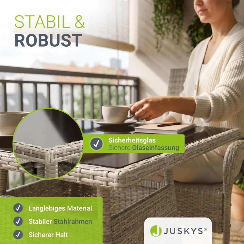 Table de jardin carrée en résine tressée Yoro – noir