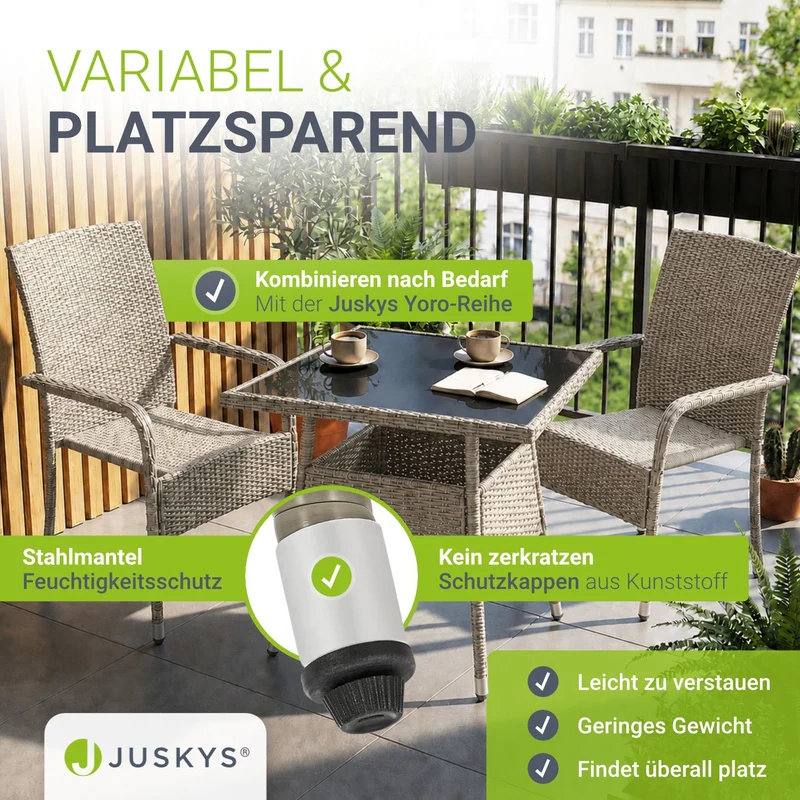 Table de jardin carrée en résine tressée Yoro – noir