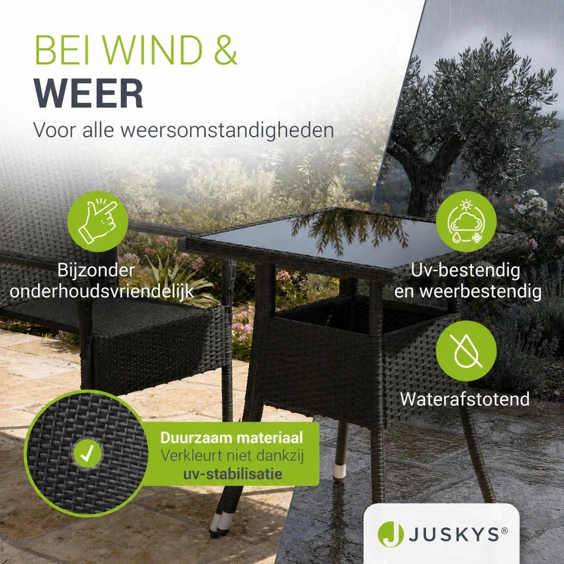 Table de jardin carrée en résine tressée Yoro – noir