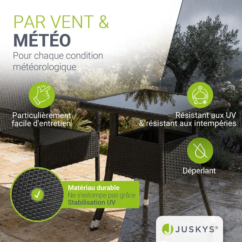 Table de jardin carrée en résine tressée Yoro – noir