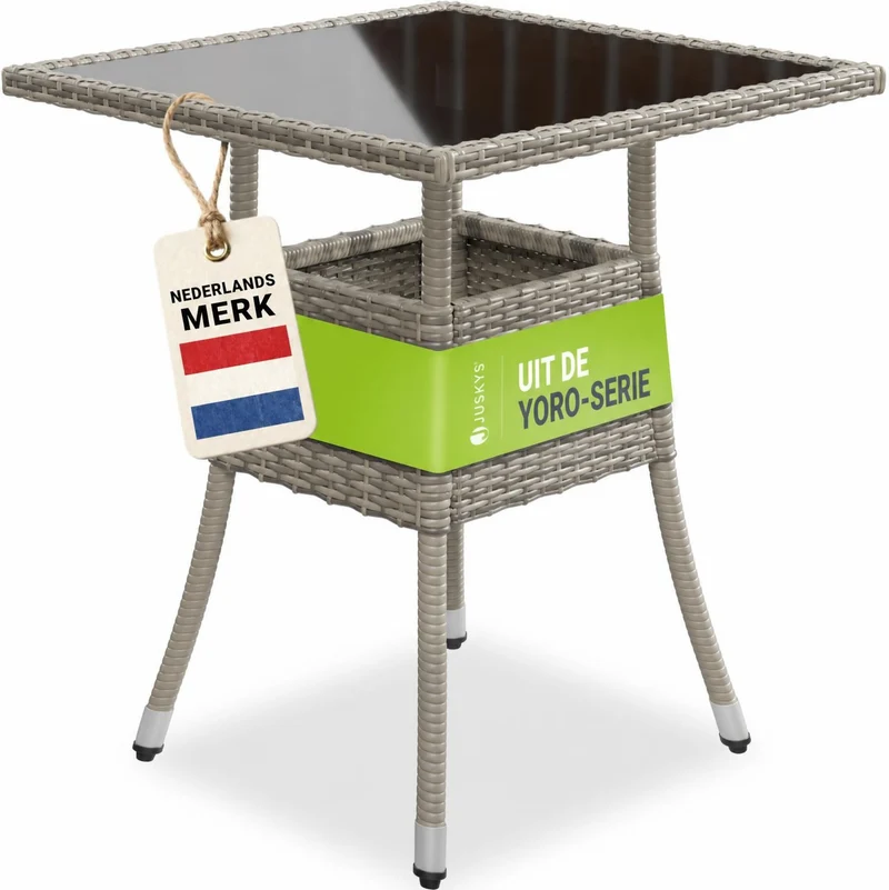Table de jardin carrée en résine tressée Yoro – noir