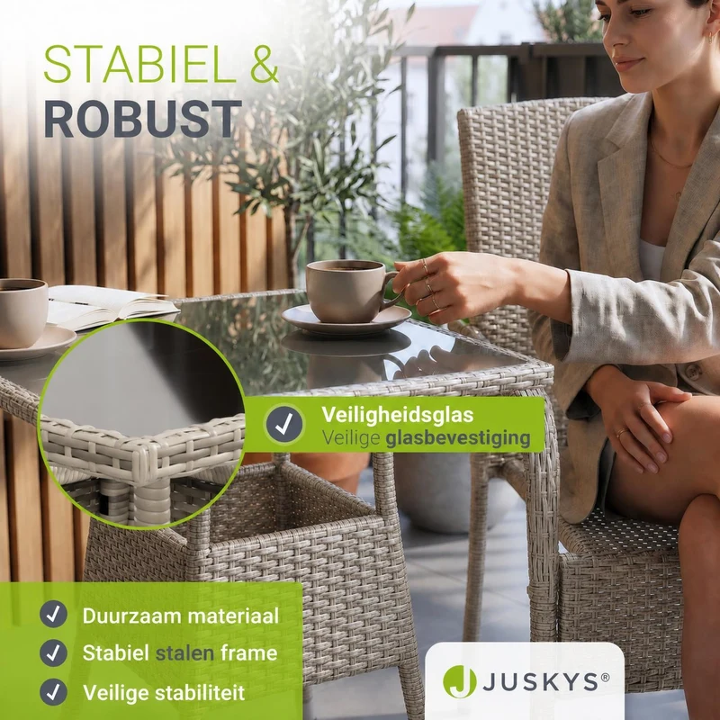 Table de jardin carrée en résine tressée Yoro – noir