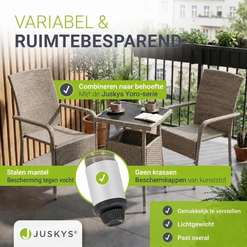 Table de jardin carrée en résine tressée Yoro – noir