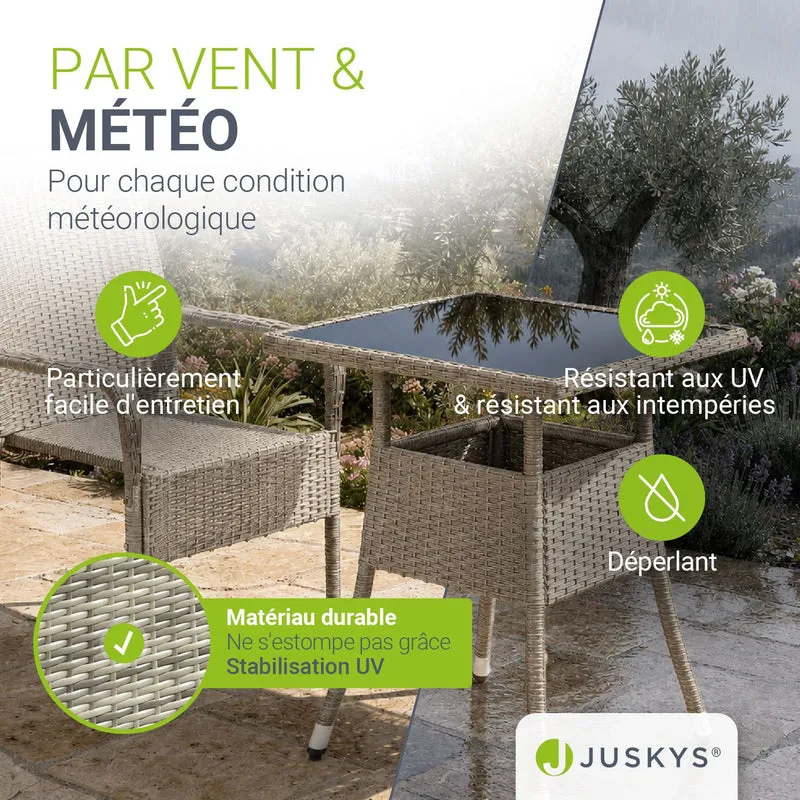 Table de jardin carrée en résine tressée Yoro – noir