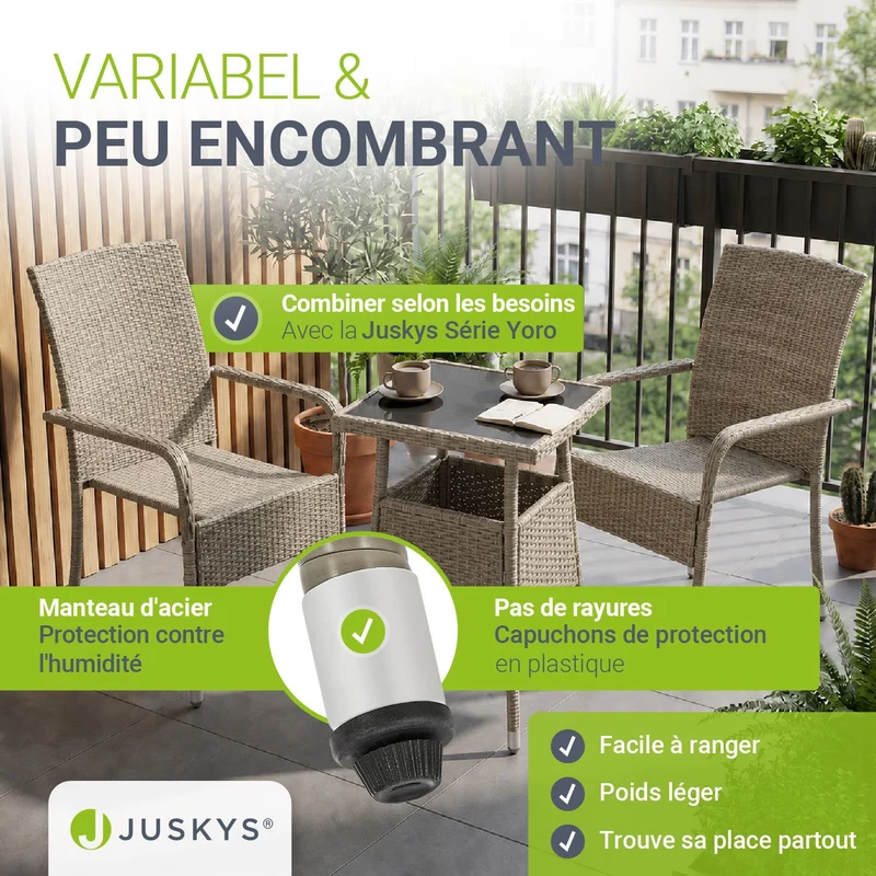 Table de jardin carrée en résine tressée Yoro – noir