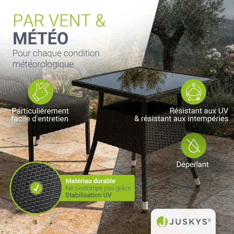 Table de jardin carrée en résine tressée Yoro – noir