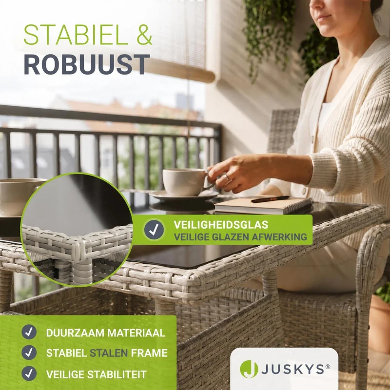 Table de jardin carrée en résine tressée Yoro – noir