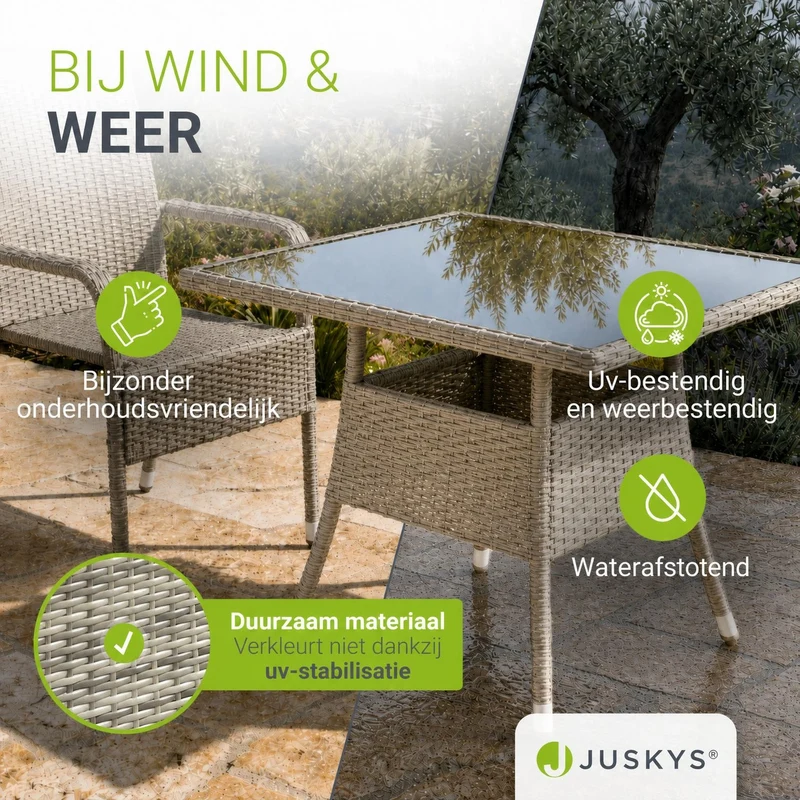 Table de jardin carrée en résine tressée Yoro – noir