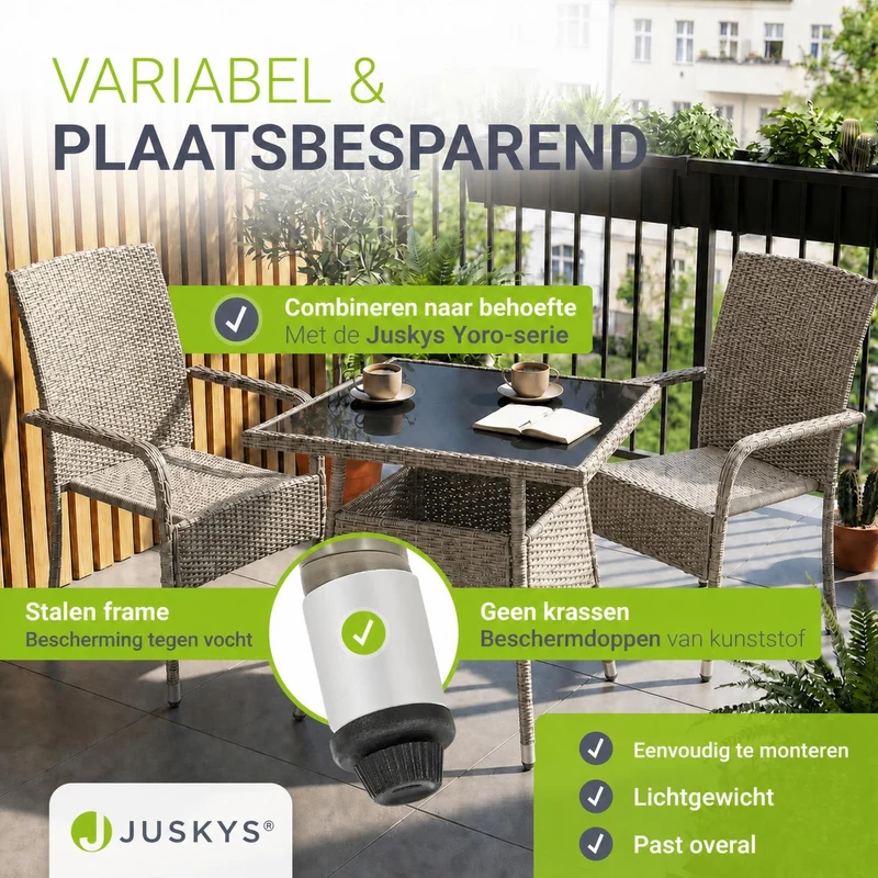 Table de jardin carrée en résine tressée Yoro – noir