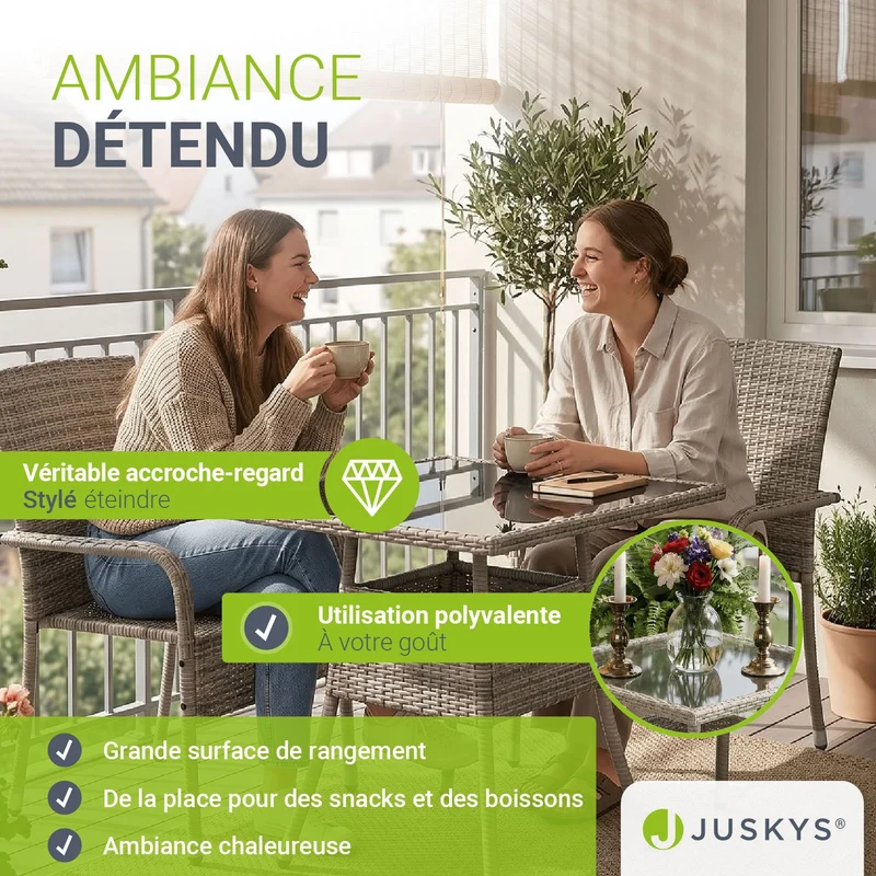 Table de jardin carrée en résine tressée Yoro – noir