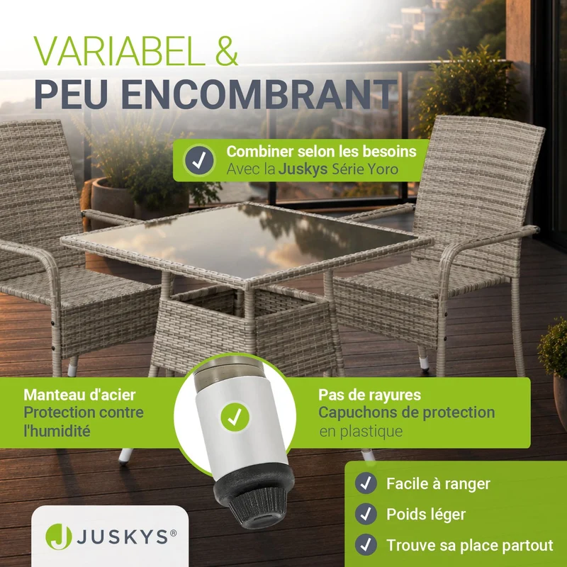Table de jardin carrée en résine tressée Yoro – noir