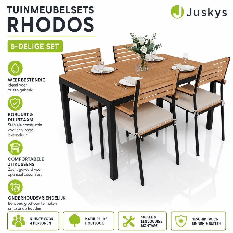 Salon de jardin en bois d'acacia Rhodos – 4 places