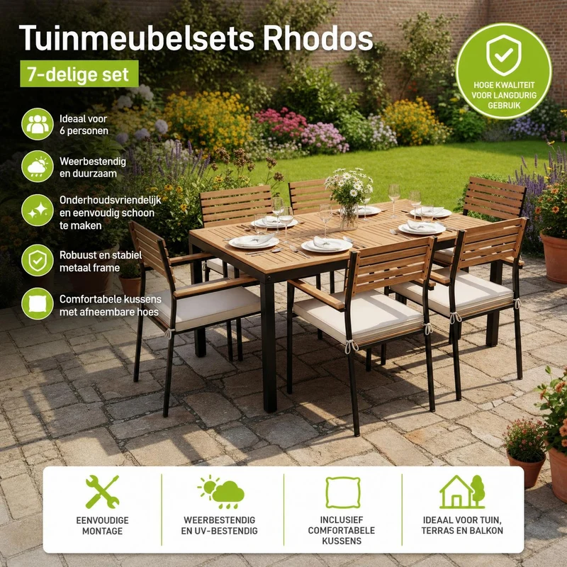 Salon de jardin en bois d'acacia Rhodos – 4 places